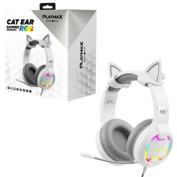 Playmax Cat Headset Universal Gaming Headset (White)
