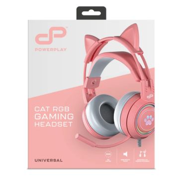 PowerPlay Cat RGB Gaming Headset (Pink)