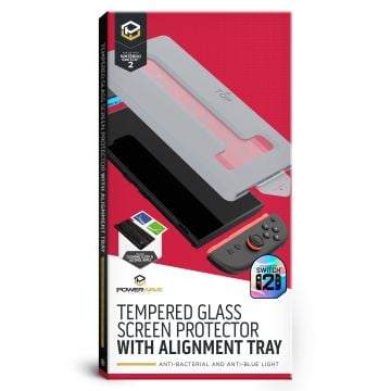 Powerwave Tempered Glass Screen Protector with Alignment Tray Anti-Bacterial and Anti-Blue Light Filter for Nintendo Switch 2
