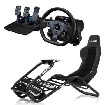 Logitech G PRO Racing Wheel and PRO Racing Pedals For PS5, PS4 & PC with Playseat Trophy (Black) Bundle