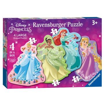 Ravensburger Disney Princess 4 Large Shaped 10,12,14,16 Piece Jigsaw Puzzles