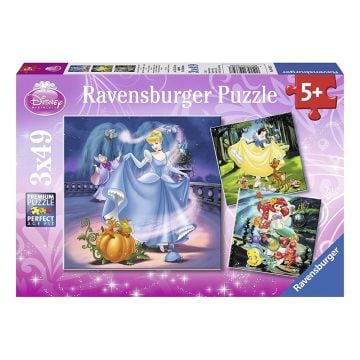Ravensburger Disney's Cinderella, Snow White & Ariel 3 x 49 Piece Jigsaw Puzzle