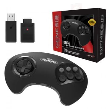 Retro-Bit SEGA Genesis BIG6 2.4GHz Wireless Arcade Pad for Switch & PC