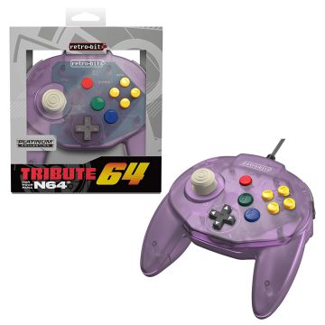 Retro-Bit Tribute 64 Wired N64 Controller for Nintendo 64 (Atomic Purple)