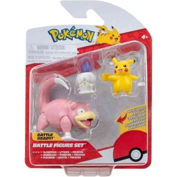 Pokemon Battle Figure Set Slowpoke + Litwick + Pikachu