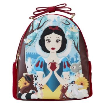 Loungefly Disney Snow White (1937) Classic Apple Quilted Velvet 10" Faux Leather Mini Backpack
