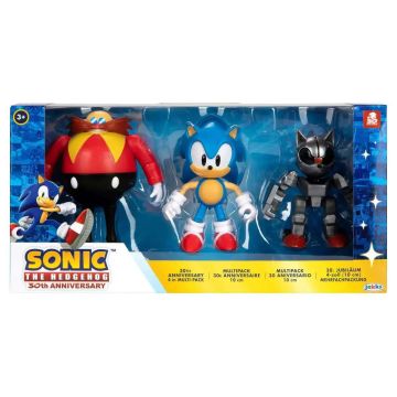Sonic the Hedgehog 30th Anniversary Sonic Mecha Sonic Dr Eggman 4" Articulated Figure 3 Pack