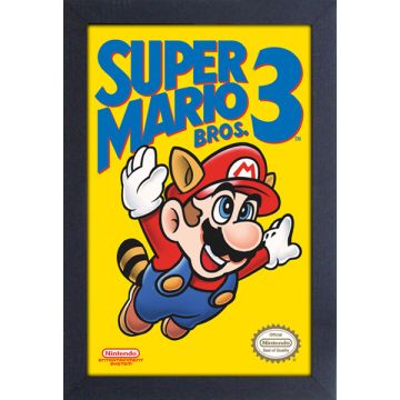 Super Mario Bros 3 Game Cover Art 11x17 Inch Framed Poster
