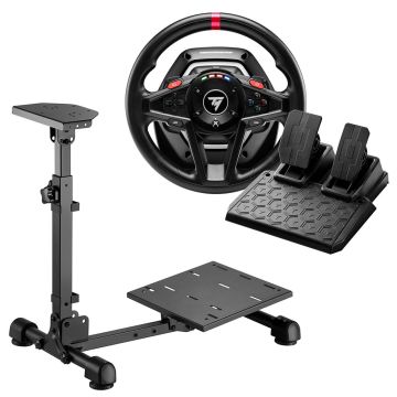 Thrustmaster T128 Racing Wheel with Magnetic Pedals for Xbox & PC with Playmax Hurricane Race & Flight Simulation Stand Bundle