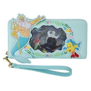 Loungefly The Little Mermaid (1989) Ariel Princess Lenticular 4" Faux Leather Zip-Around Wristlet Wallet