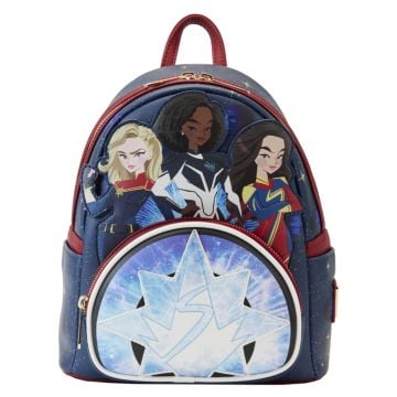 Loungefly The Marvels (2023) Symbol Glow in the Dark 10” Faux Leather Mini Backpack
