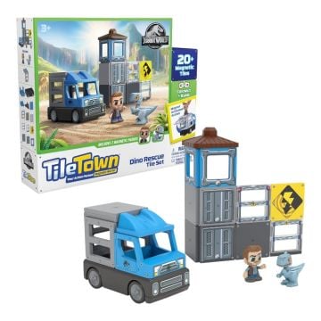 Tile Town Jurassic Dino Rescue Magnetic Tile Set