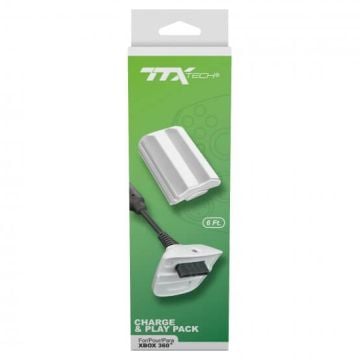 TTX Tech Charge & Play Pack for Xbox 360 (White)