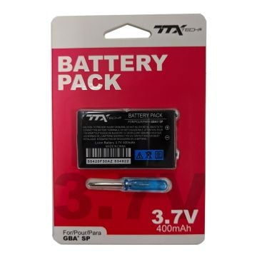 TTX Tech Rechargeable Lithium Ion Battery With Screwdriver for GBA SP