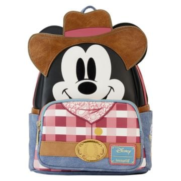Loungefly Disney Western Mickey Mouse 10" Faux Leather Mini Backpack
