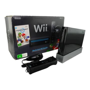 Wii Black Console Mario Kart Bundle [Pre-Owned] [Complete]