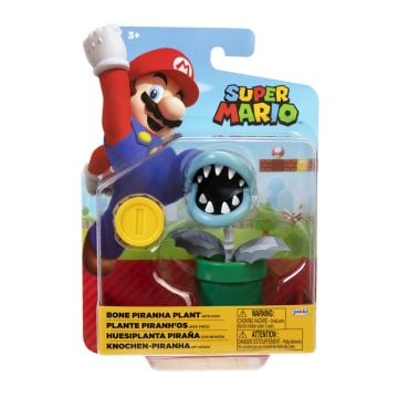 World of Nintendo Bone Piranha Plant with Coin Articulated 4 Inch Figure