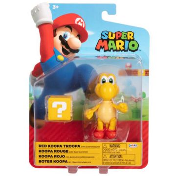 World of Nintendo Red Koopa Troopa with Question Block Articulated 4 Inch Figure
