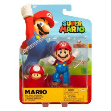 World of Nintendo Super Mario 4" Mario Figure with Super Mushroom