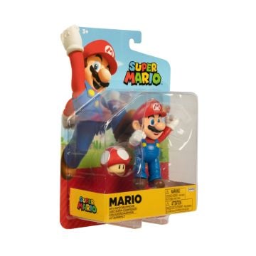 World Of Nintendo Super Mario 4" Mario With Super Mushroom Figure
