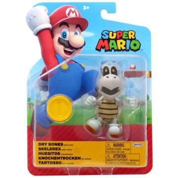 World of Nintendo Wave 40 Super Mario Dry Bones with Coin Articulated 4 Inch Figure