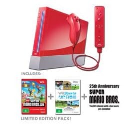 Limited Edition Nintendo Wii Console (Red) + New Super Mario Bros.